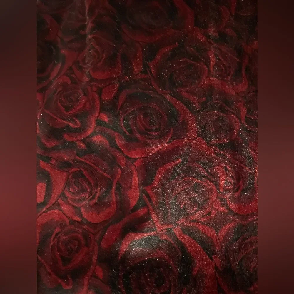 Chiara Boni Velvet Rose-Print Midi-Dress size 6